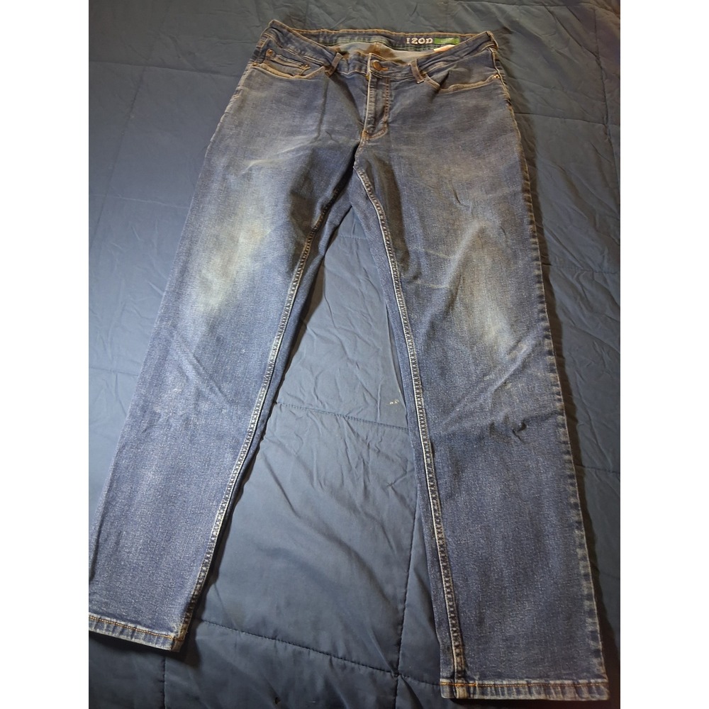 IZOD Mens‎ Straight Fit Jeans Medium Wash Blue Denim 36x32 1566219